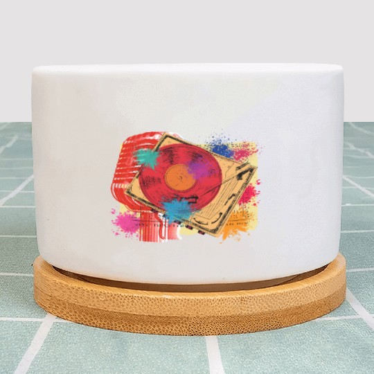 Vintage Vinyl Microphone Turntable DJ 80s 90s Musi Plant Pots