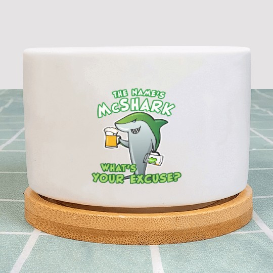 St Patricks Day Shark Funny Beer Drinking Plant Pots