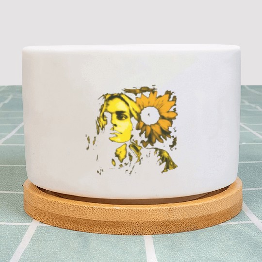 Art Painting Lover Sunflower Girl Art Painting Plant Pots