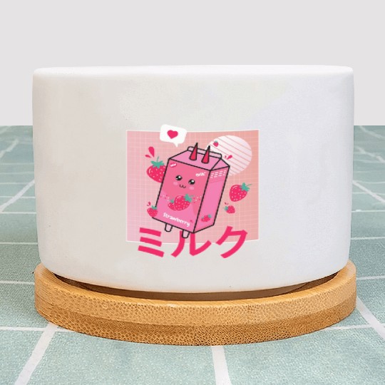 Strawberry Milk Shake Funny Retro 90s Japanese Plant Pots