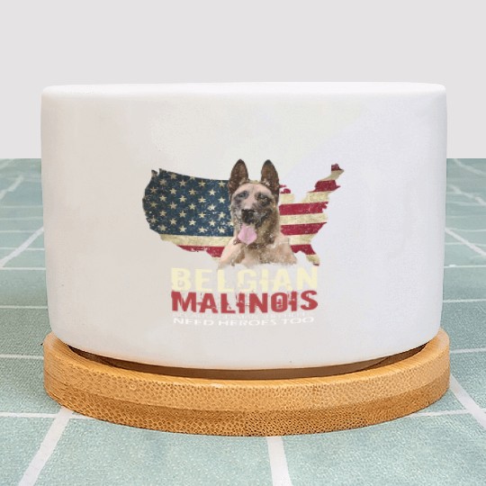 Doggie USA Dog Owner USA Lover Belgian Malinois Plant Pots