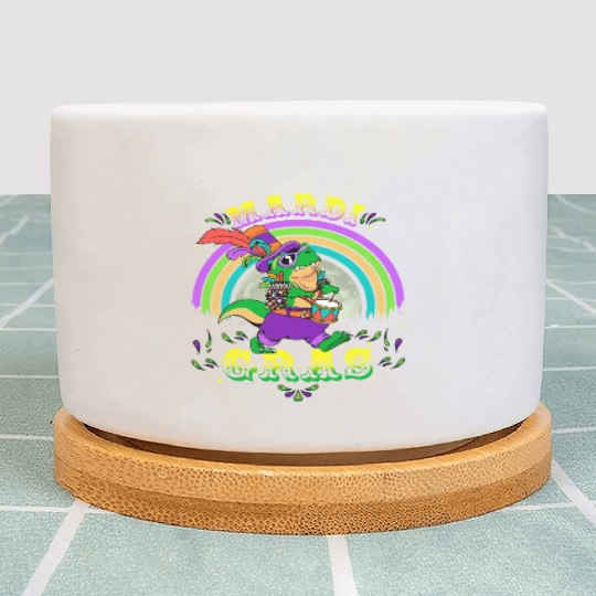 2023 Mardi Gras Party Hat T Rex Drummer Mardi Plant Pots