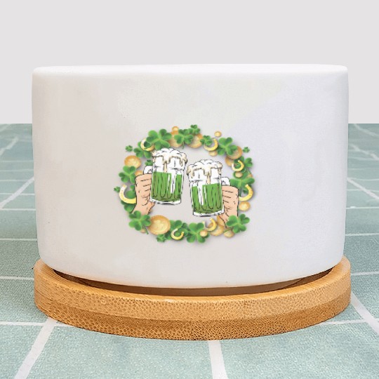 St. Patrick's Day Irish Green Beer, Wine Cups Plant Pots