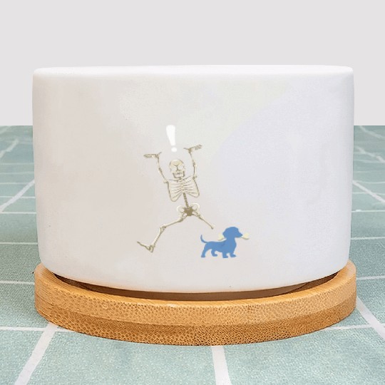 Wiener Dog Lover Dachshund Halloween Skeleton Plant Pots