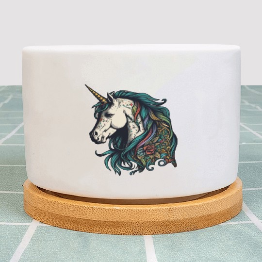 Unicorn elf mythical creature tattoo drawing horse Plant Pots