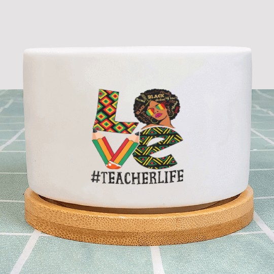 Teacher Love Afro African American Plant Pots