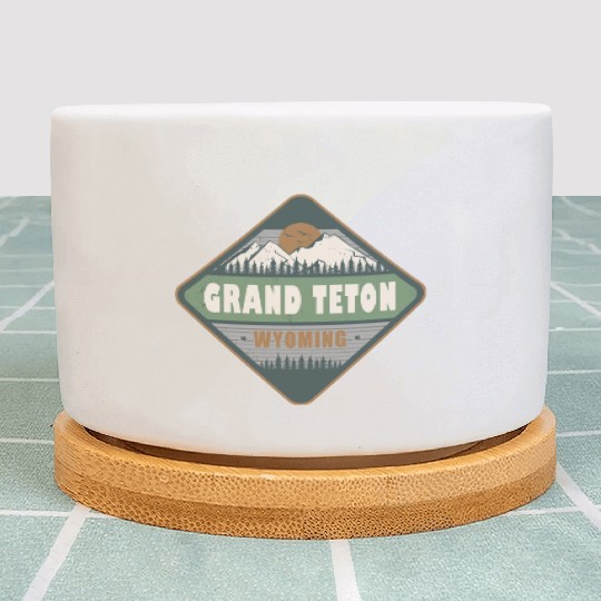 Grand Teton Wyoming US Vintage Hiking Design Plant Pots