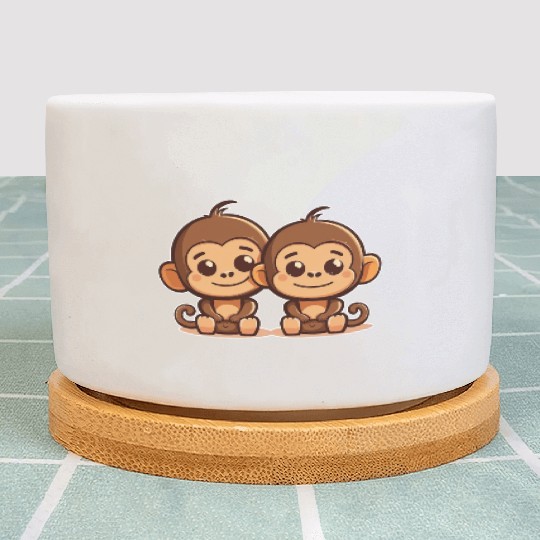 Monkeys siblings brother sister family love ape Plant Pots
