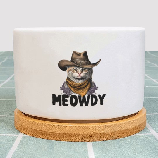 Meowdy Cat Meme Country Meow Howdy Funny Plant Pots