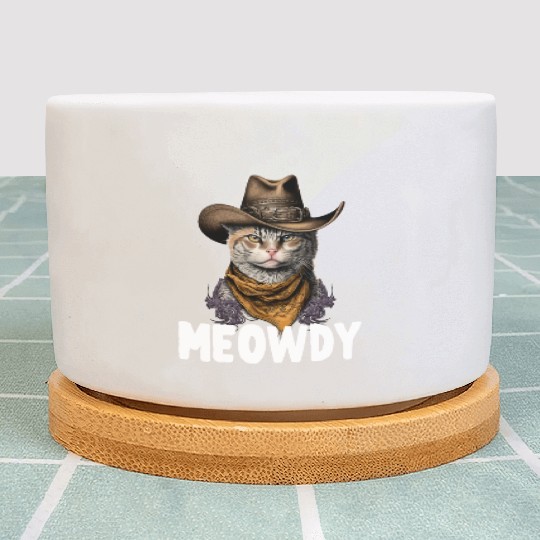 Meowdy Cat Meme Country Meow Howdy Funny Plant Pots