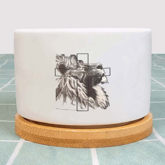 Lion Love Cross God Savior Church Christian Gift C Plant Pots