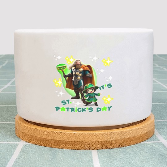 Kids St. Patrick's Day Shamrock "Thor, anime" Plant Pots