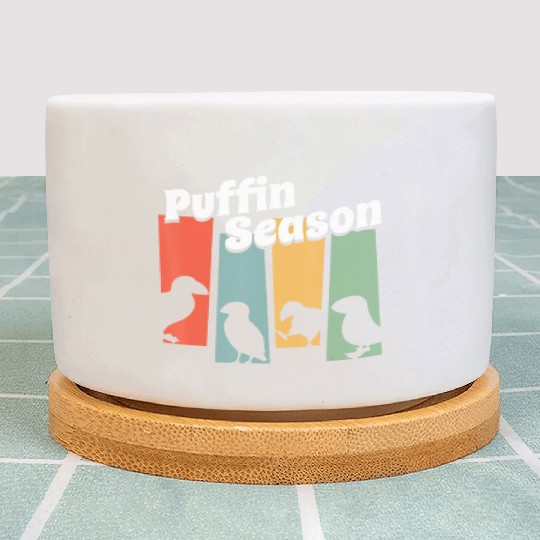 Funny Puffin Season Retro Vintage Puffin Lover Plant Pots