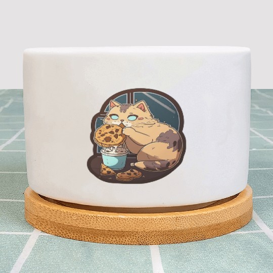 Cat Eats Cookie Plant Pots