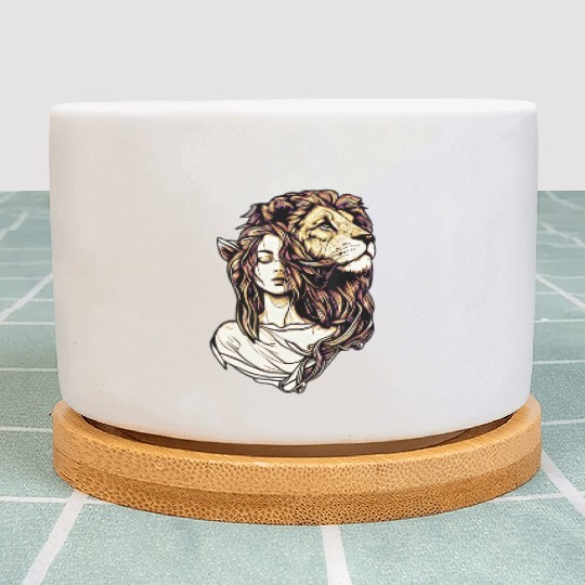 Queen Lion Woman Elf Fantasy Art Lovers Lion Lover Plant Pots