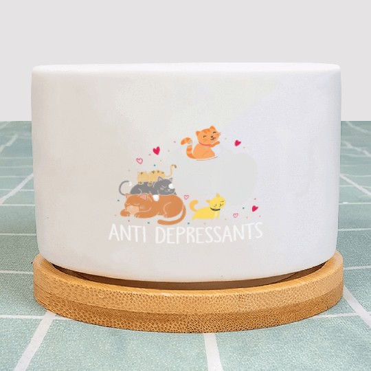 Funny Anti Depressants Cat Lover Sobriety Drug Fre Plant Pots