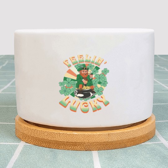 Feeling Lucky Groovie Leprachaun St. Patricks Day Plant Pots