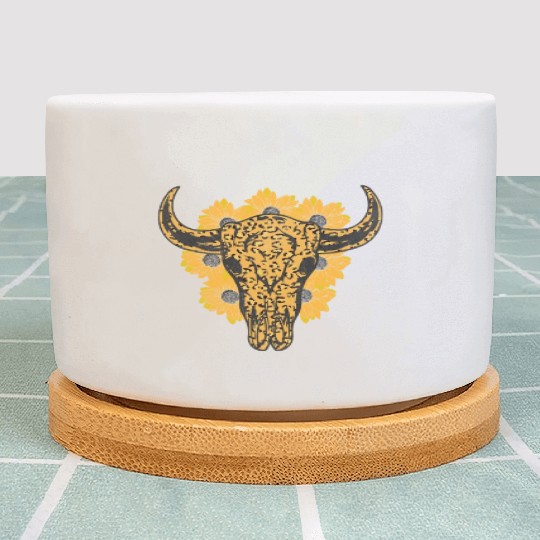 Bull Skull Sunflower Plant Pots