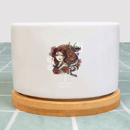 Japanese Anime Dragon Girl Tattoo Urban Streetwear Plant Pots