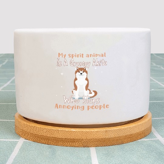 My Spirit animal Is A Grumpy Akita Plant Pots