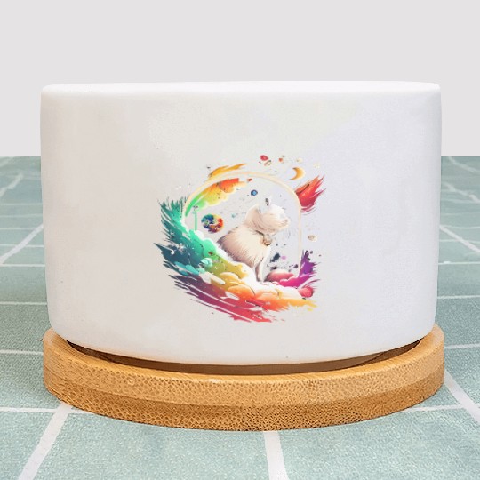 Space Cat on Galaxy Cat Lover Plant Pots