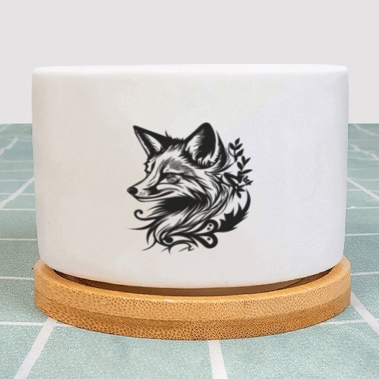 Cunning Fox In Tattoo Ink Plant Pots