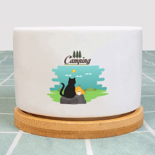 Cute cat, wild life, camping, coffee Plant Pots