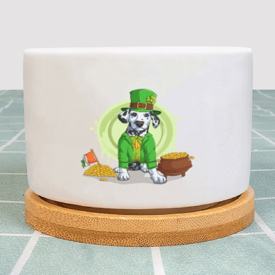 Dalmatian Puppy, Irish Flag, Gold, Shamrock Dog St Plant Pots