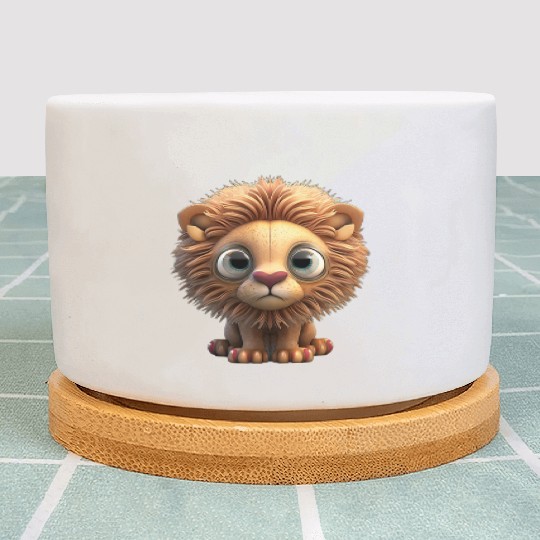 Cute little lion comic character Plant Pots