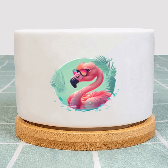 Retro Sunset Pink Flamingo Summer Design Flamingo Plant Pots