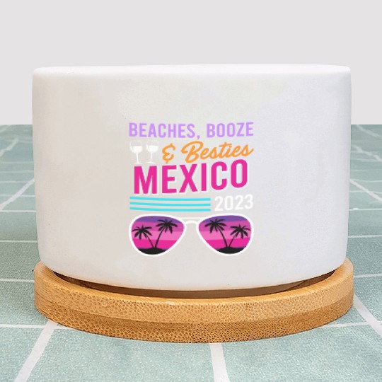 Beaches Booze Besties Mexico Vacation Spring Break Plant Pots