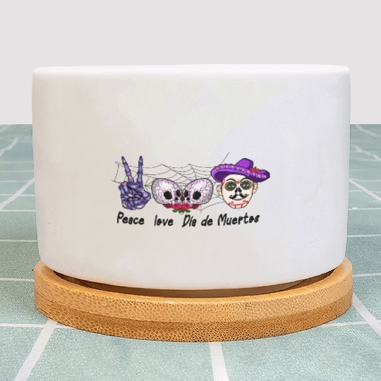 Peace love Día de Muertos sublimation men Plant Pots