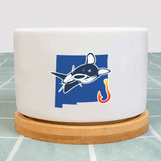 Catfishing Season New Mexico State Flag Fish Rod Plant Pots