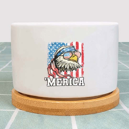 4th of July Bald Eagle USA Flag Patriotic Merica Plant Pots