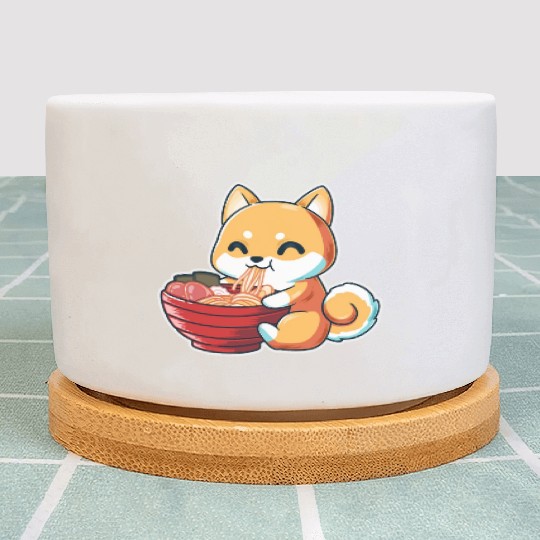 kawaii Japanese Anime Fox Ramen Food Lovers Humor Plant Pots