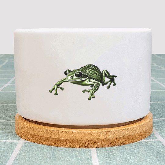 cute frog green Plant Pots