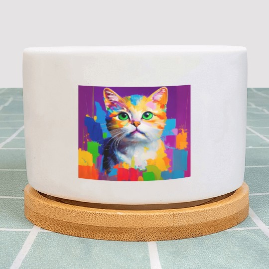 Oil Painting Style Cat Portrait Design for Cat Plant Pots