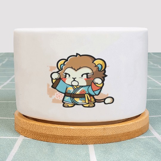 lion in kimono Plant Pots