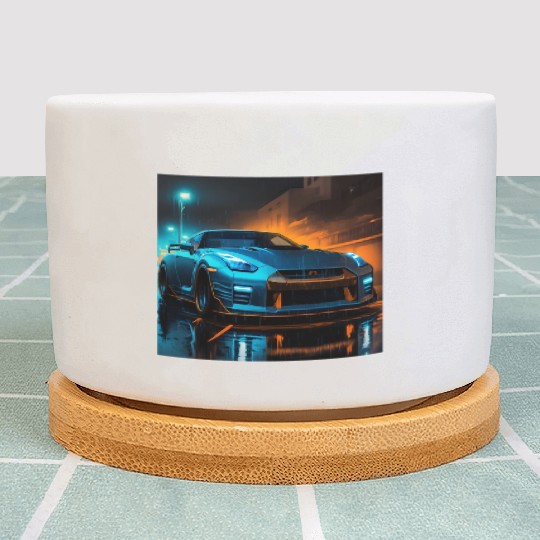 neon blue car design Plant Pots