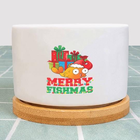 Merry Fishmas Christmas Fish Lover Fisherman Ugly Plant Pots