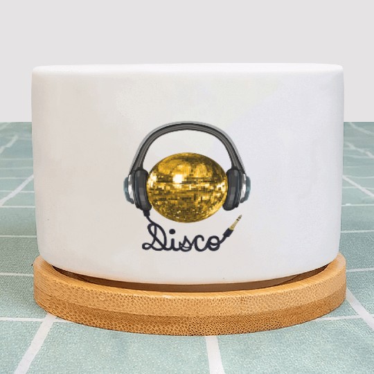 Gold Disco Ball Music Headphones Plant Pots