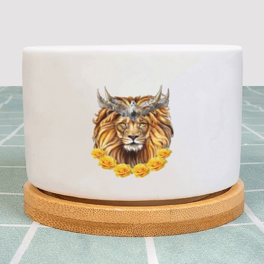 lion with rose Plant Pots