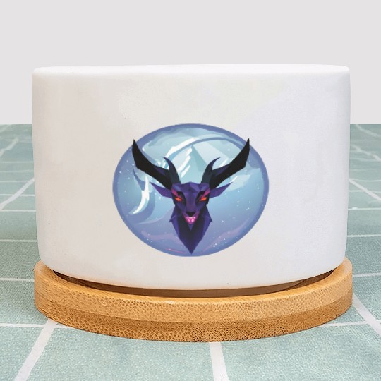 Gothic Deer Goat Red Eyes Plant Pots