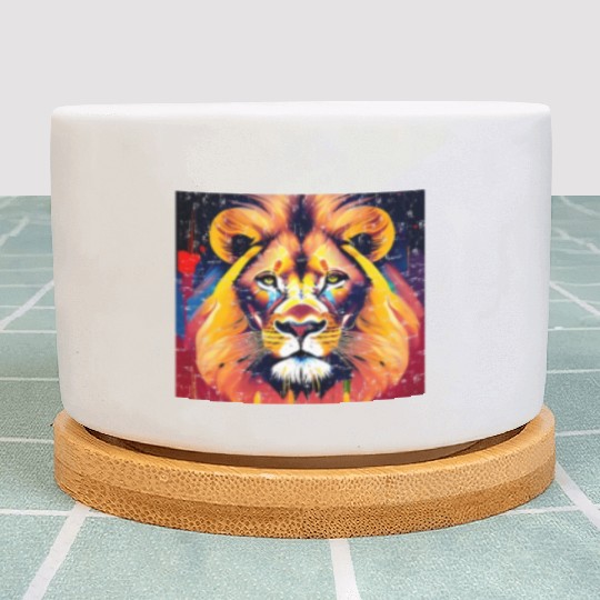 Majestic Lion in Oil Painting Style Plant Pots