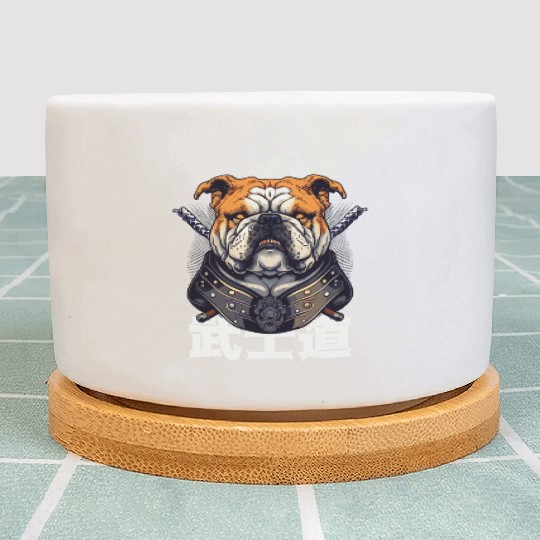 Japanese Samurai Bushido Bulldog Katana Pet Dog Plant Pots
