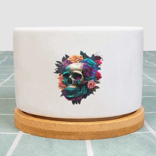Floral Skull Plant Pots