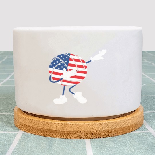America USA Flag 4th Of July Volleyball Player Plant Pots