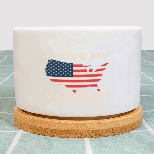 I Love My Veteran USA Flag American Memorial Day Plant Pots