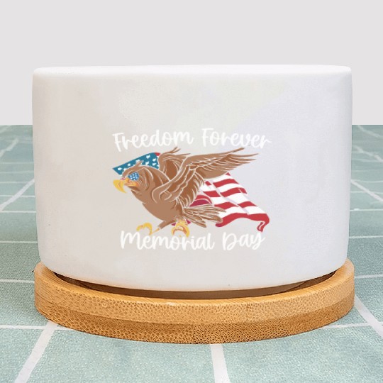 Patriotic Veteran USA Flag American Memorial Day Plant Pots