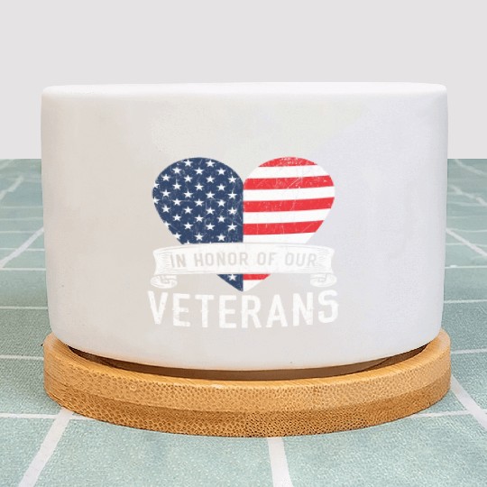 Patriotic Veteran USA Flag American Memorial Day Plant Pots